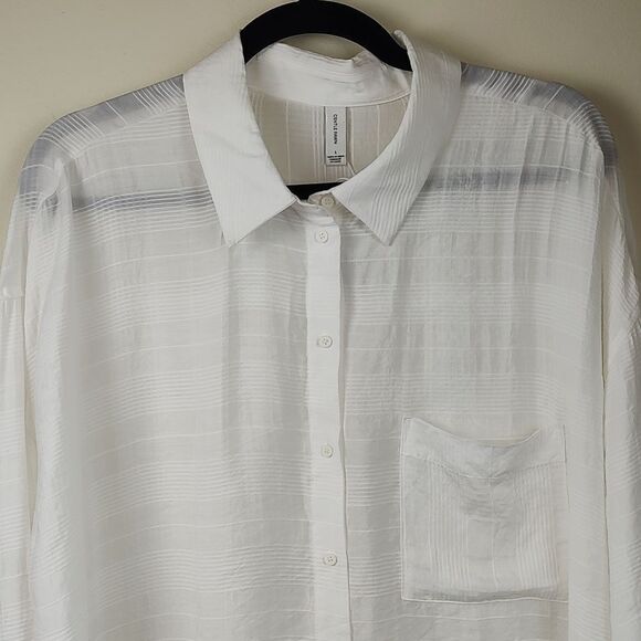 Gentle Fawn Semi Sheer Long Sleeve Button Down Blouse Size L NWT - Picture 6 of 14